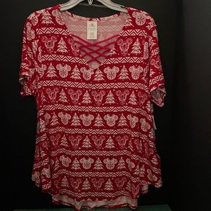 Walt Disney World Christmas Women’s T-shirt XL Mickey Mouse Minnie Mouse